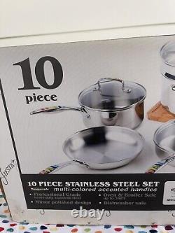 Fiestaware 10 Piece Stainless Steel Cookware Set Masquerade Fiesta Multi Color