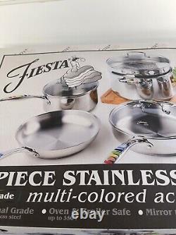 Fiestaware 10 Piece Stainless Steel Cookware Set Masquerade Fiesta Multi Color