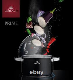 Gerlach Prime Set Of Pots 6 Pcs Cookware Stewpots Stainless Steel Glass Lids Pot