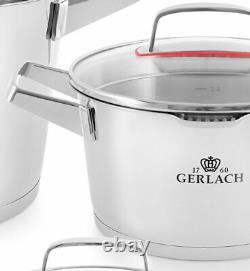 Gerlach Superior Set Of Pots 6 Pcs Cookware Set Stewpots Saucepan Glass Lids Pot