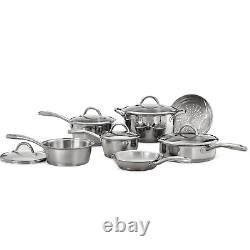 Gourmet Stainless Steel Tri-Ply Base Cookware Set 12 Piece Free Shipping New