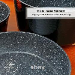 Granite Coated Cookware Set 15 Piece Nonstick Indcution Pan Set Includes Lids