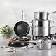 Granitestone Hammered Stainless Steel 10 Pc Cookware Set, Pots and Pans Set