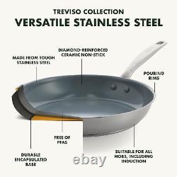 GreenPan Treviso Healthy Ceramic Non-Stick Stainless Steel Cookware, 10 pieces