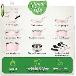 Greenlife Soft Grip Healthy Nonstick, Cookware Pots And Pans Set, 16 Piece, Pin