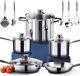 HOMI Chef 14-Piece Nickel Free Stainless Steel Cookware Set Nickel Free Stainl