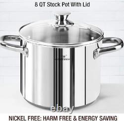 HOMI Chef 14-Piece Nickel Free Stainless Steel Cookware Set-Nickel Free Stainles
