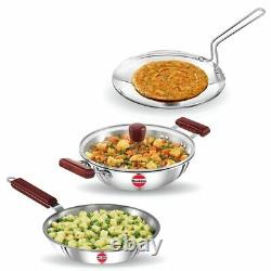 Hawkins Tri Ply Triniti Stainless Steel Cookware Set, Frypan, Wok, Griddle