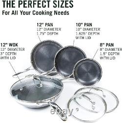 HexClad 7 Piece Set, Stainless Steel Non-Stick Cookware, PFOA-Free