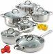 Induction Cookware Set Cooking Pan and Pots Nuwave Cooktop Ready Stainless Steel