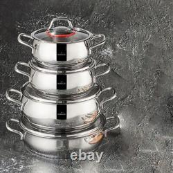Induction Cookware Set, Karaca Emirgan, Stainless Steel, 8 Piece, Silver Red