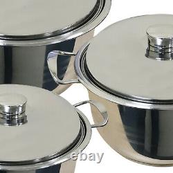 Induction Hob 6pc Stainless Steel Casserole Stockpot Pot Steel Lids Cookware Set
