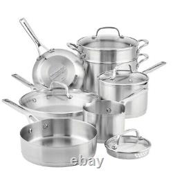 KitchenAid 11 Piece 3-Ply Base Stainless Steel Pots and Pans Cookware Set