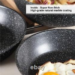 Kitchen Academy 12 Pieces Nonstick Granite-Coated Cookware Set, Black