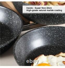 Kitchen Academy 12 Pieces Nonstick Granite-Coated Cookware Set, Black Bakelite
