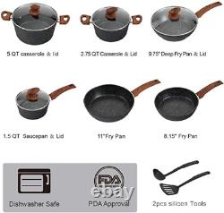 Kitchen Academy 12 Pieces Nonstick Granite-Coated Cookware Set, Variety Pack