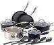 Kitchen Academy 15 Pieces Non-Stick Cookware Set, Nonstick Induction Granite-Coa