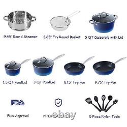 Kitchen Academy 15 Pieces Non-Stick Cookware Set, Nonstick Induction Pot Pan