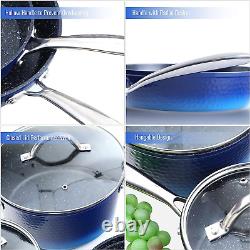 Kitchen Academy 15 Pieces Non-Stick Cookware Set, Nonstick Variety Pack, Blue