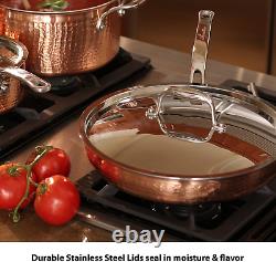 Lagostina Martellata Hammered Copper 18/10 Tri-Ply Stainless Steel Cookware Set