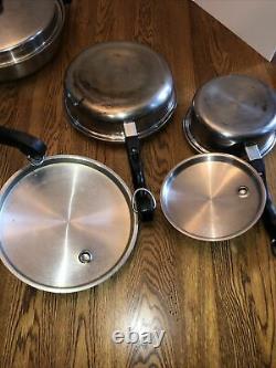Large VTG 21 Piece Saladmaster 18-8 Tri Clad Stainless Steel Cookware Set pans