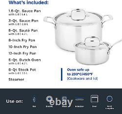 Legend 5-Ply Stainless Steel Cookware Set Multiply Superstainless 14-Piece Pro