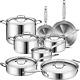 Legend Stainless Steel 5-Ply Copper Core 14-Piece Cookware Set Professional