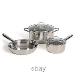 Livoo Cookware Set 5-Piece Stainless Steel Silver Kitchen Cooking Pot vidaXL