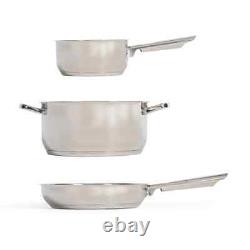 Livoo Cookware Set 5-Piece Stainless Steel Silver Kitchen Cooking Pot vidaXL