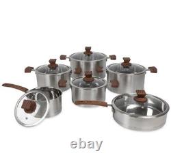 Lustro Touch Stainless Steel Cookware Set 6pc Brown