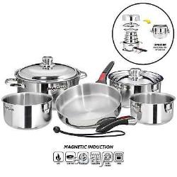 Magma A10-360L-IND 10pc Stainless Steel Nesting Induction Cookware Set Boat RV