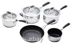 MasterClass Set of 5 Pieces Deluxe Stainless Steel Induction-Safe Cookware