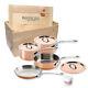 Mauviel M'Heritage M'150s 7 Piece Copper Cookware Set With Wooden Crate
