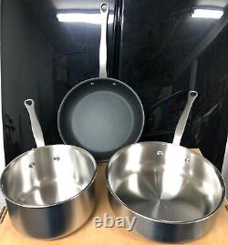 Mauviel M'Urban Cookware Set 3pc Sauce Sauté Frying Pan Stainless Steel Aluminum