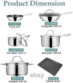 Mobuta 12 Piece Stainless Steel Professional Kitchen Cookware Set, Induction Pot