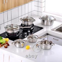 Motti 12-Piece Stainless Steel Cookware Set by Velaze Complete Kitchen Ensembl