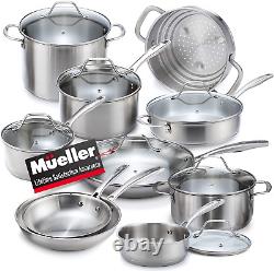 Mueller Pots and Pans Set 17-Piece, Ultra-Clad Pro Stainless Steel Cookware Set