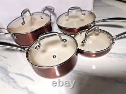 NEW 8-Piece Copper Cookware Set Easy Clean Dishwasher Safe
