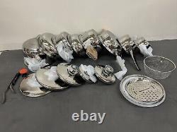 NEW Nutri Stahl Rainbow 24 Element Stainless Steel Cookware 16 Piece FS Charity