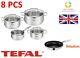 NEW TEFAL DUETTO STAINLESS STEEL COOKWARE SET 8 PCS LID POTS 24 cm INTUITION PAN