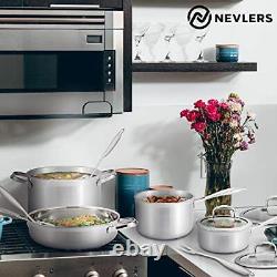 Nevlers 10 Piece Multi-Clad Tri-Ply 18/8 Stainless Steel Cookware Set Pots
