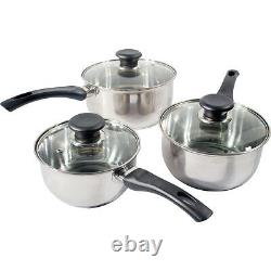New 3pc Prima Stainless Steel Cookware Saucepan Pan Pot Set Kitchen Milk Cook