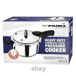New Prima 9L Heavy Duty Stainless Steel Pressure Cooker Kitchen Cookware Steamer