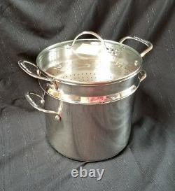 New! Princess House 8 Qt Heritage Stock Pot Steamer Strainer Lot Stainless Steel