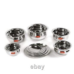 New Stainless Steel Cookware Tope Pot Set With Lid- Pack of 5 Pieces