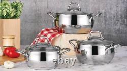 NobleLife Pan Cookware Set Of 3 Stainless Steel Silver