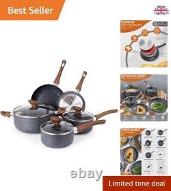 Non Stick Pots and Pans Set Induction Hob Cookware Safer Alternative 8pcs