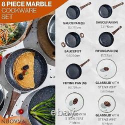 Non Stick Pots and Pans Set Induction Hob Cookware Safer Alternative 8pcs