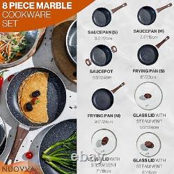 Non Stick Pots and Pans Set Induction Hob Pot Set 8Pcs Kitchen Cookware with