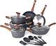 Non Stick Pots and Pans Set Induction Hob Pots Set 15Pcs Kitchen Cookware wi
